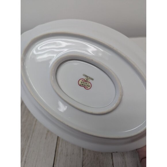 Vintage Valmont Royal Wheat Platinum Trim Gravy Boat Bowl Attached Underplate - Picture 6 of 7
